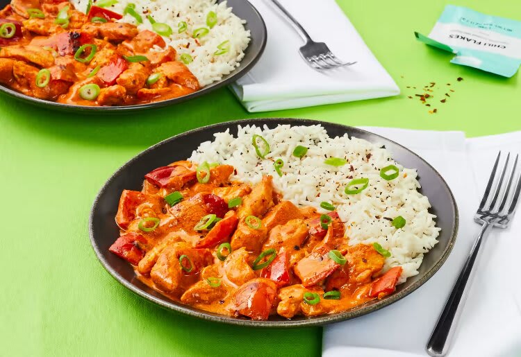 Coconut Curry Chicken with Bell Pepper over Basmati Rice